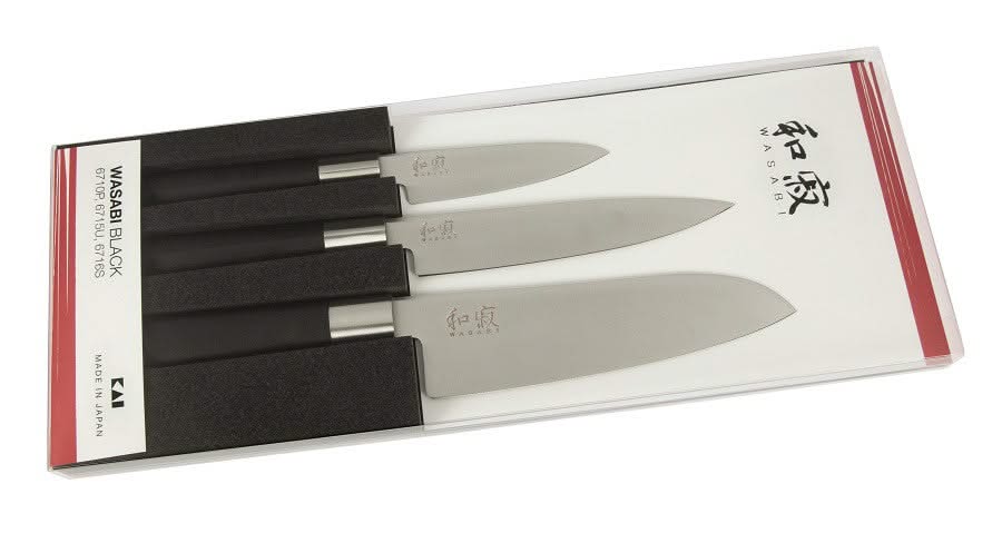 KAI Wasabi Black 67S-310, set de trois couteaux de cuisine japonais