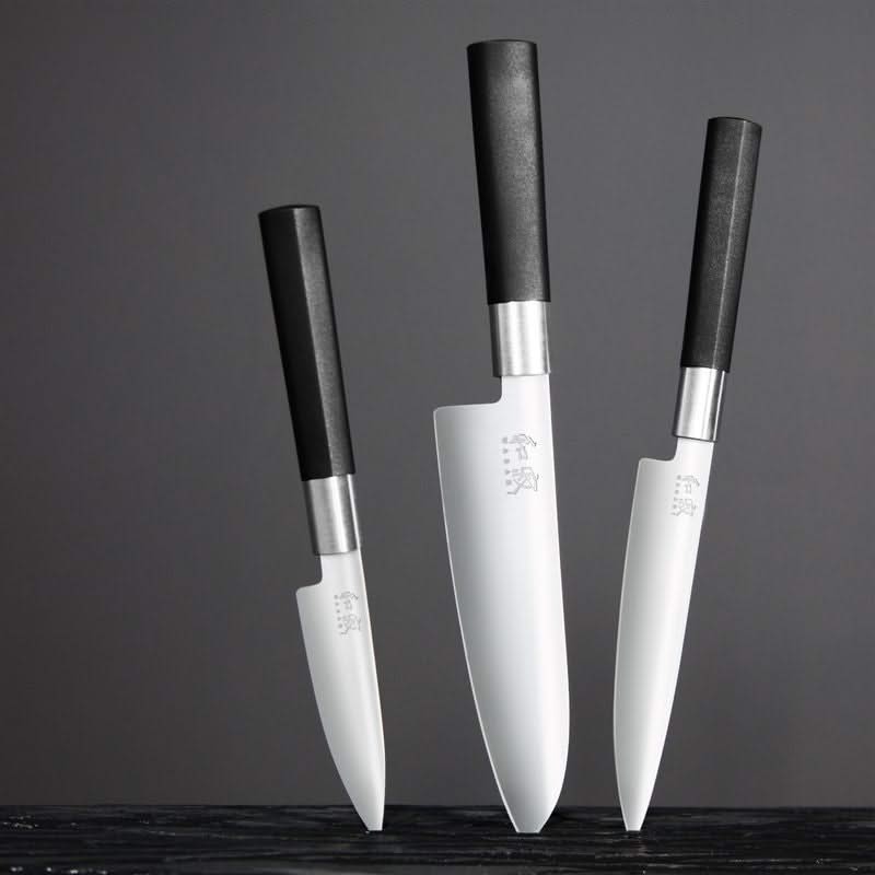 KAI Wasabi Black 67S-310, set de trois couteaux de cuisine japonais
