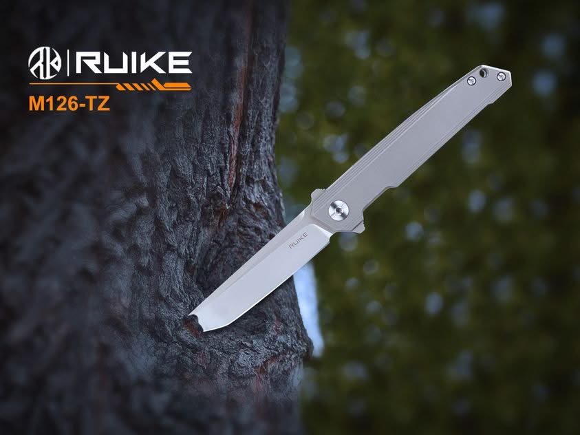Ruike M126-TZ Couteau lame acier 154CM manche titane TC4 - 