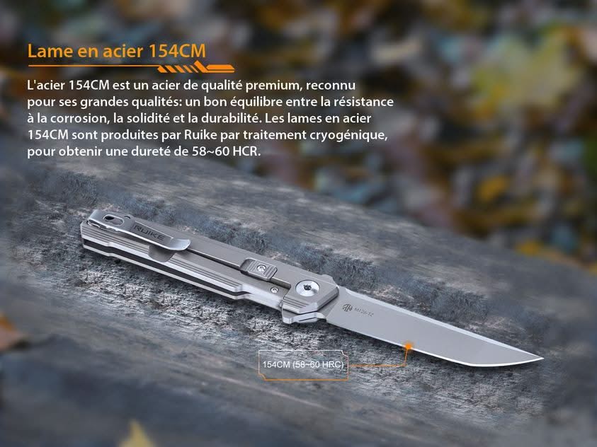 Ruike M126-TZ Couteau lame acier 154CM manche titane TC4 - 