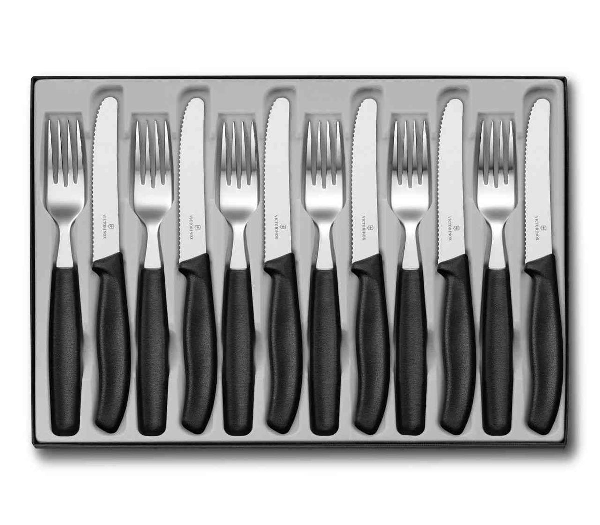 Victorinox Classic 6.7833.12 Tafelbesteck mit 6 schwarzen Messern und 6 Gabeln