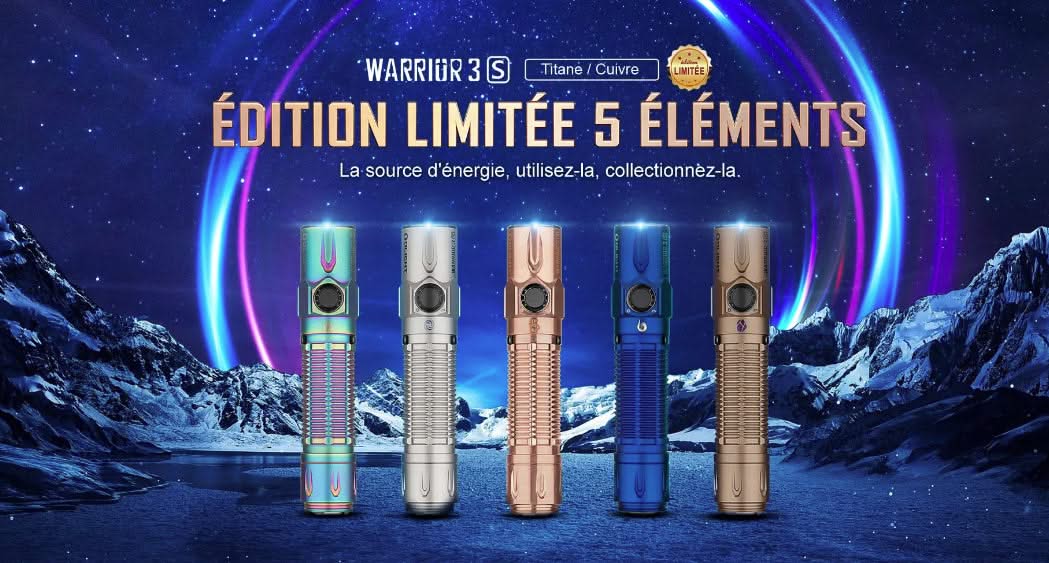 Olight Warrior 3S - Lampe Tactique Édition Limitée 5 Éléments - 