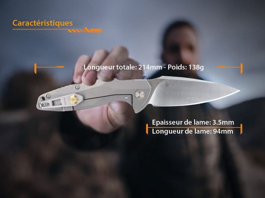 Ruike M105-TZ Couteau lame acier N690 manche titane TC4 - 