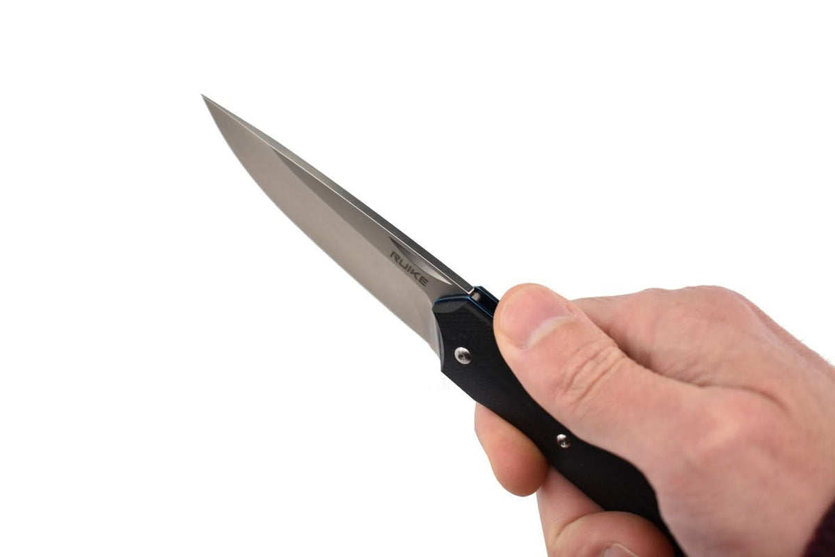 Ruike P848-B Noir Couteau de poche lame acier 14C28N manche G10 - 