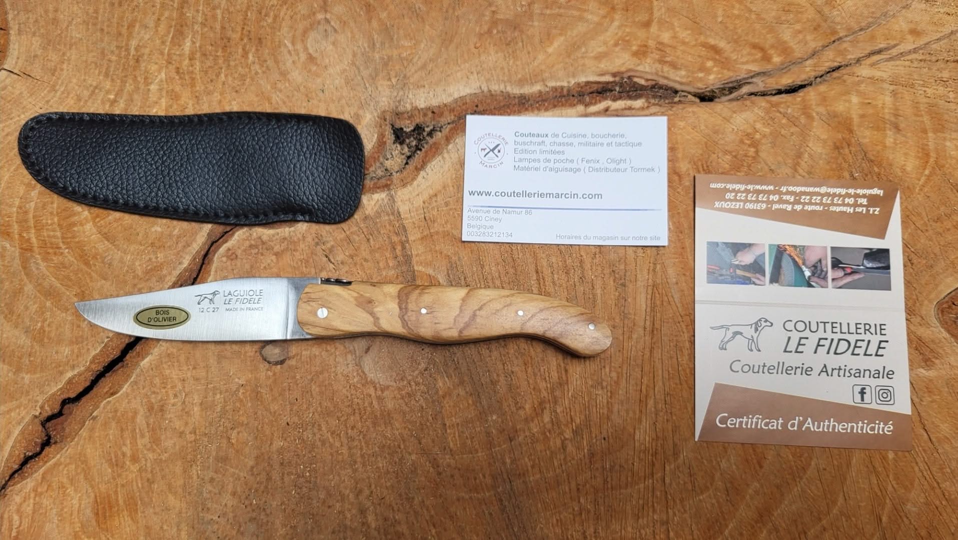 Le Fidèle Laguiole de chasse plein manche Olivier - 