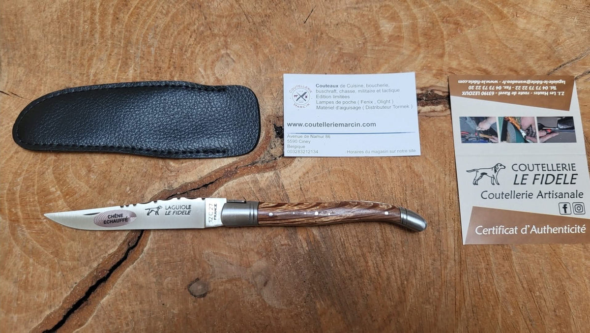 Laguiole Le Fidèle 2 mitres Inox Edition limitée Bois de Chêne Echauffé - 