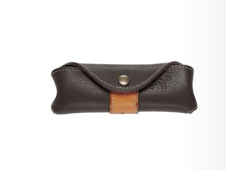 Etui cuir banane Noir/Bande Marron -