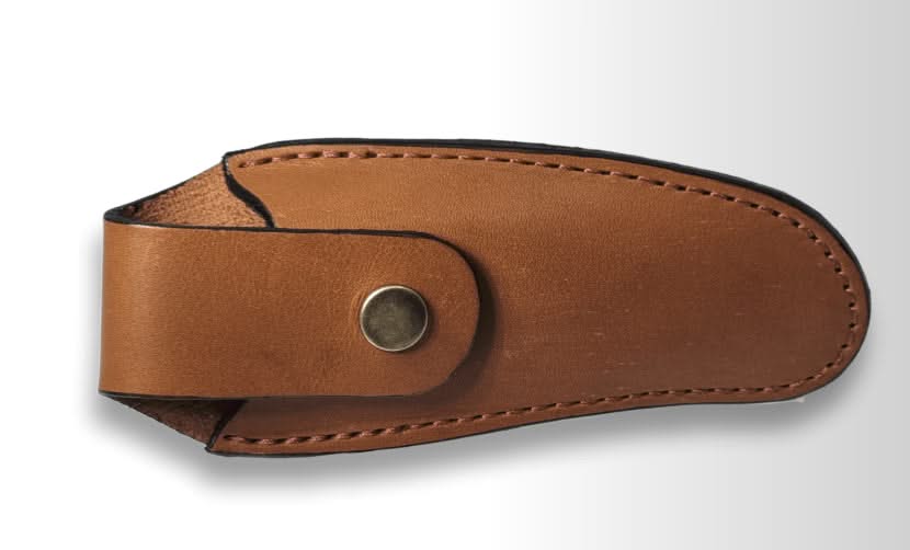 Etui cuir Laguiole 11/12 cm au bord fini MARRON - 