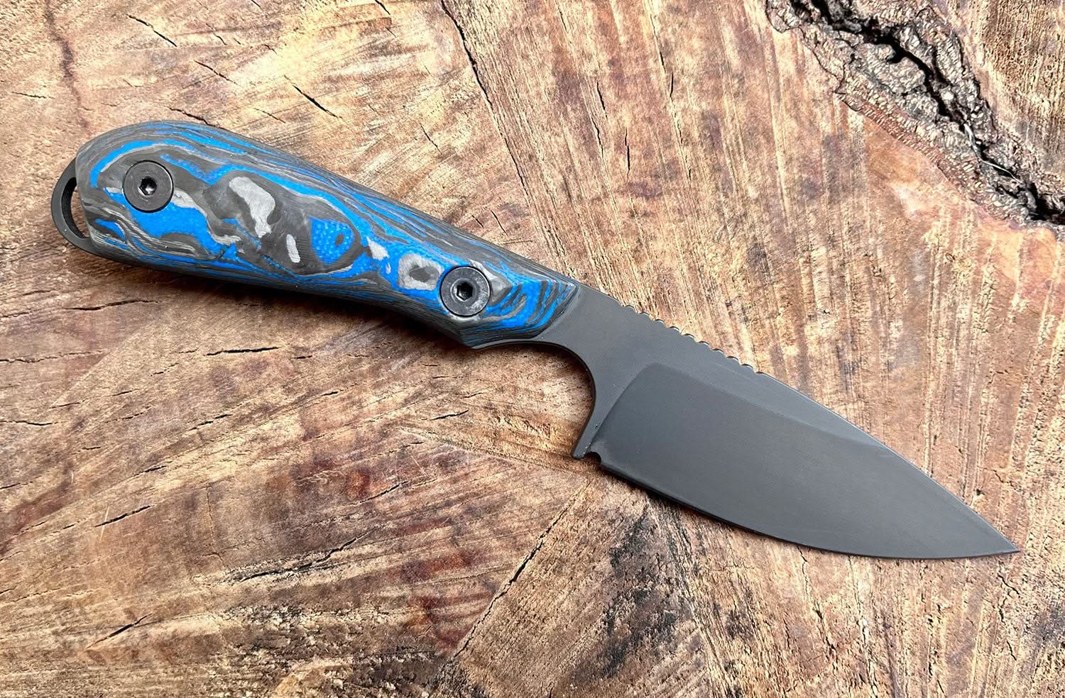 White River M1 Marbled CF/ Blue G10, Limited 2023 Prototype - 