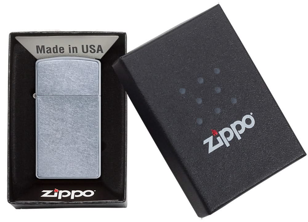 Zippo Slim Street Chrome – briquet tempête rechargeable