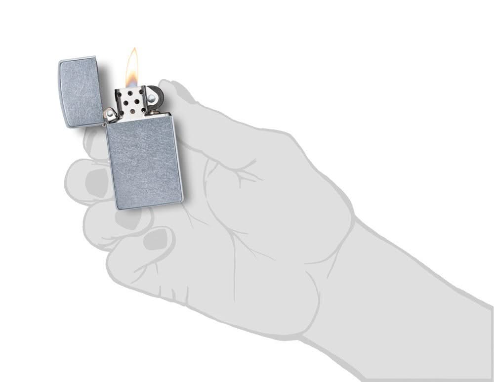 Zippo Slim Street Chrome – briquet ouvert