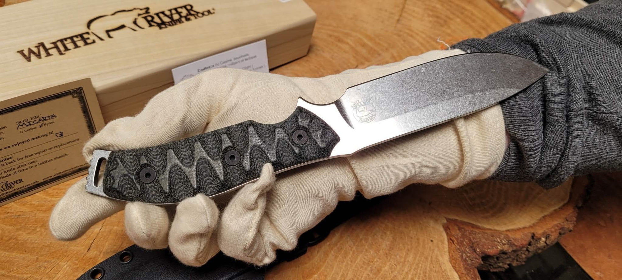 White River GTI 4.5 Noir - Olive Micarta, Stonewash - 