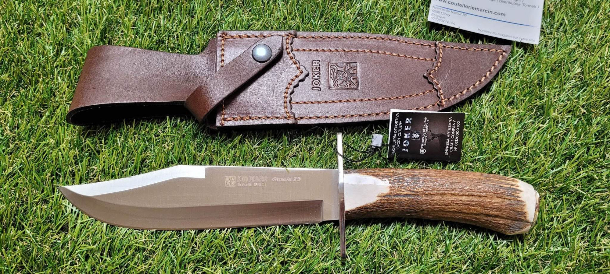 Joker Bowie , Couteau de chasse Bowie , bois de cerf - 