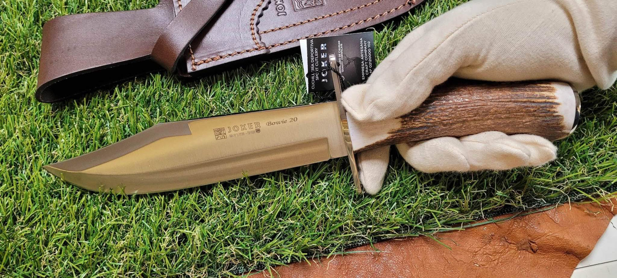 Joker Bowie , Couteau de chasse Bowie , bois de cerf - 