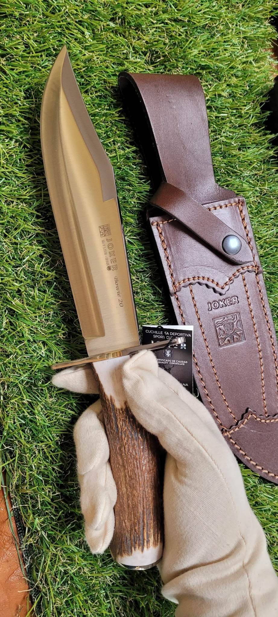 Joker Bowie , Couteau de chasse Bowie , bois de cerf - 