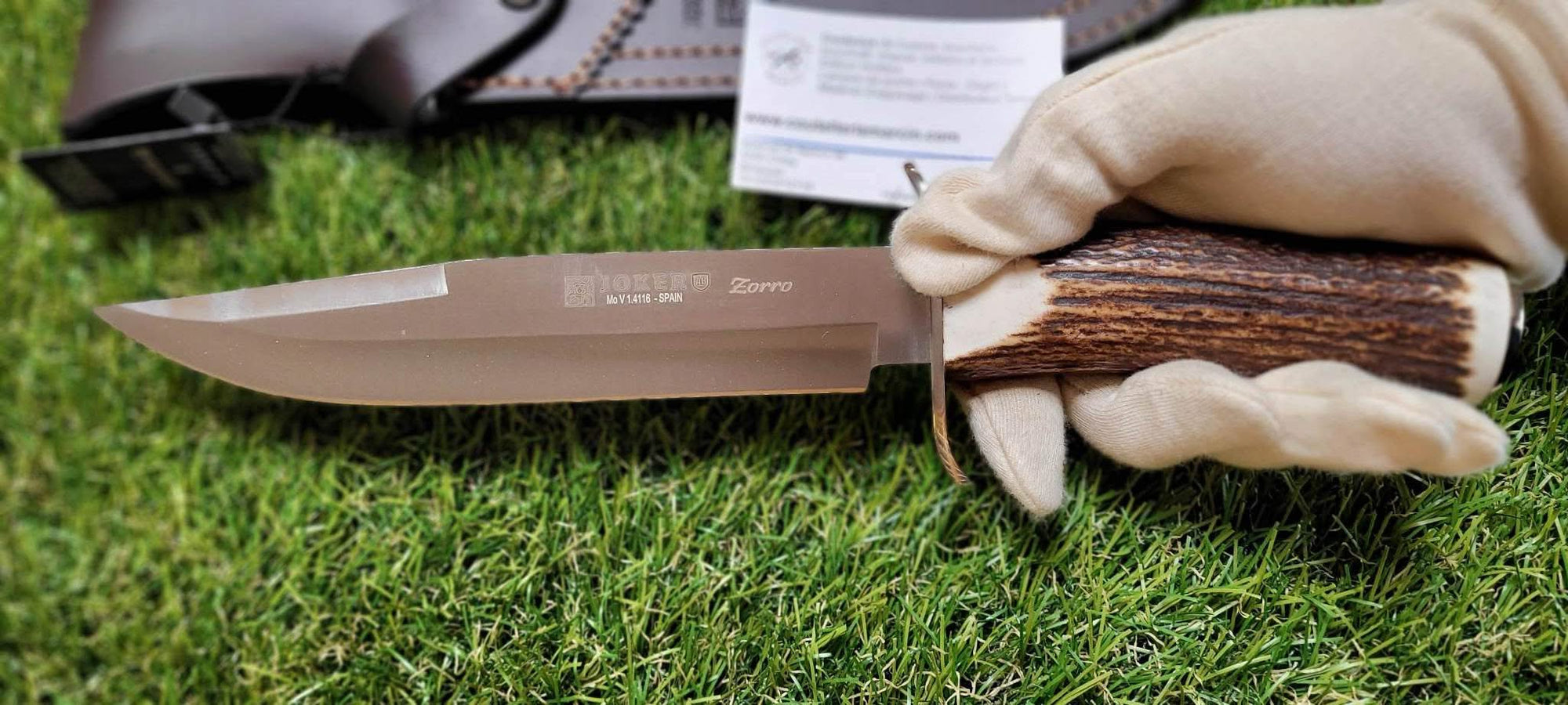 Joker CC35 Zorro , Couteau de chasse avec bois de cerf - 