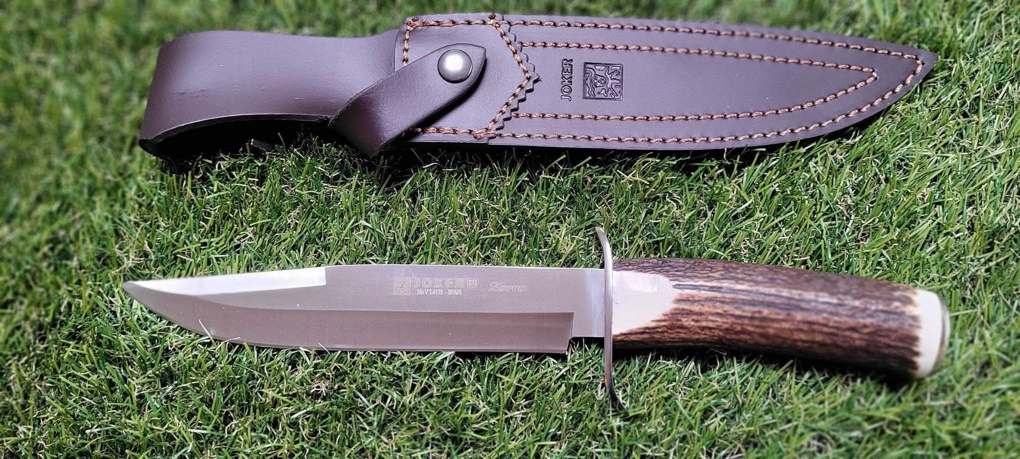 Joker CC35 Zorro , Couteau de chasse avec bois de cerf - 