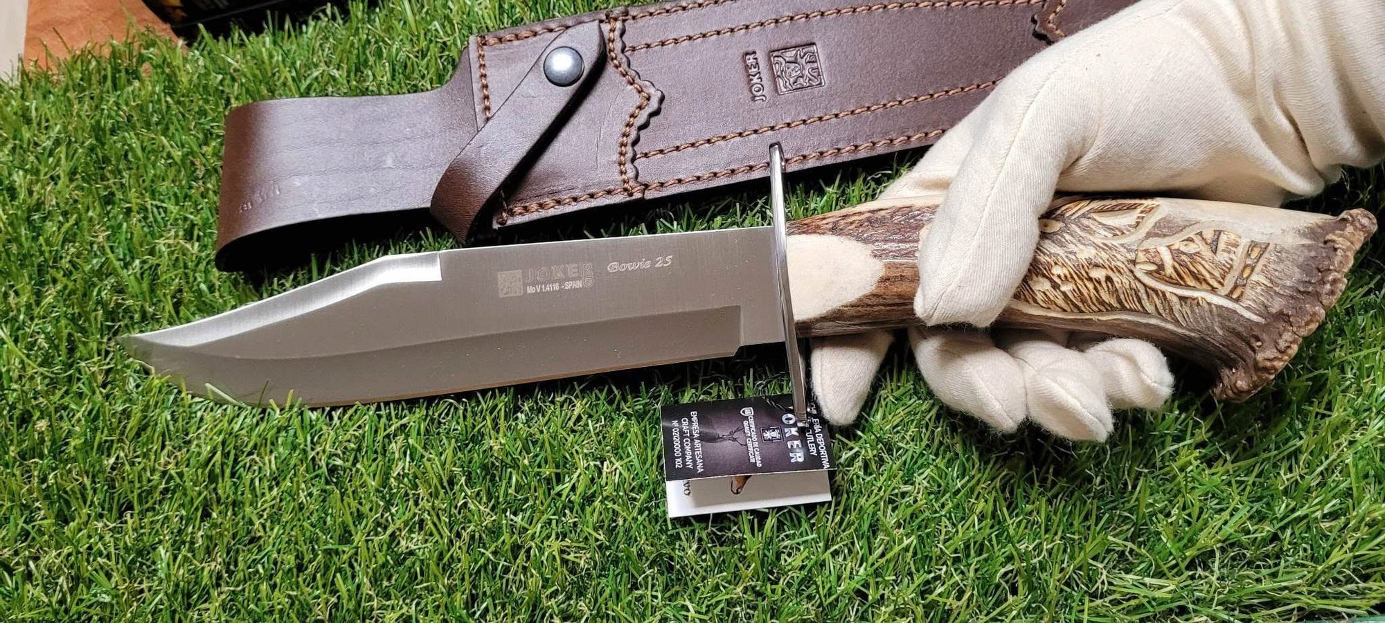 Joker CT101 Couteau de chasse en bois de cerf lame Bowie - 