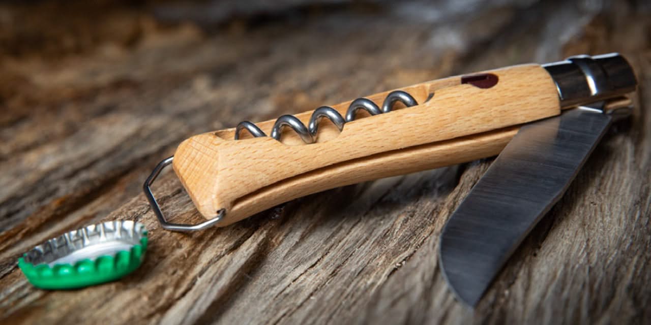 Opinel N°10 – tire-bouchon 5 spires et décapsuleur intégré