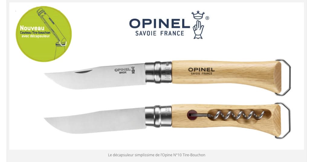 Opinel N°10 Tire-Bouchon Décapsuleur – couteau pliant inox 10 cm