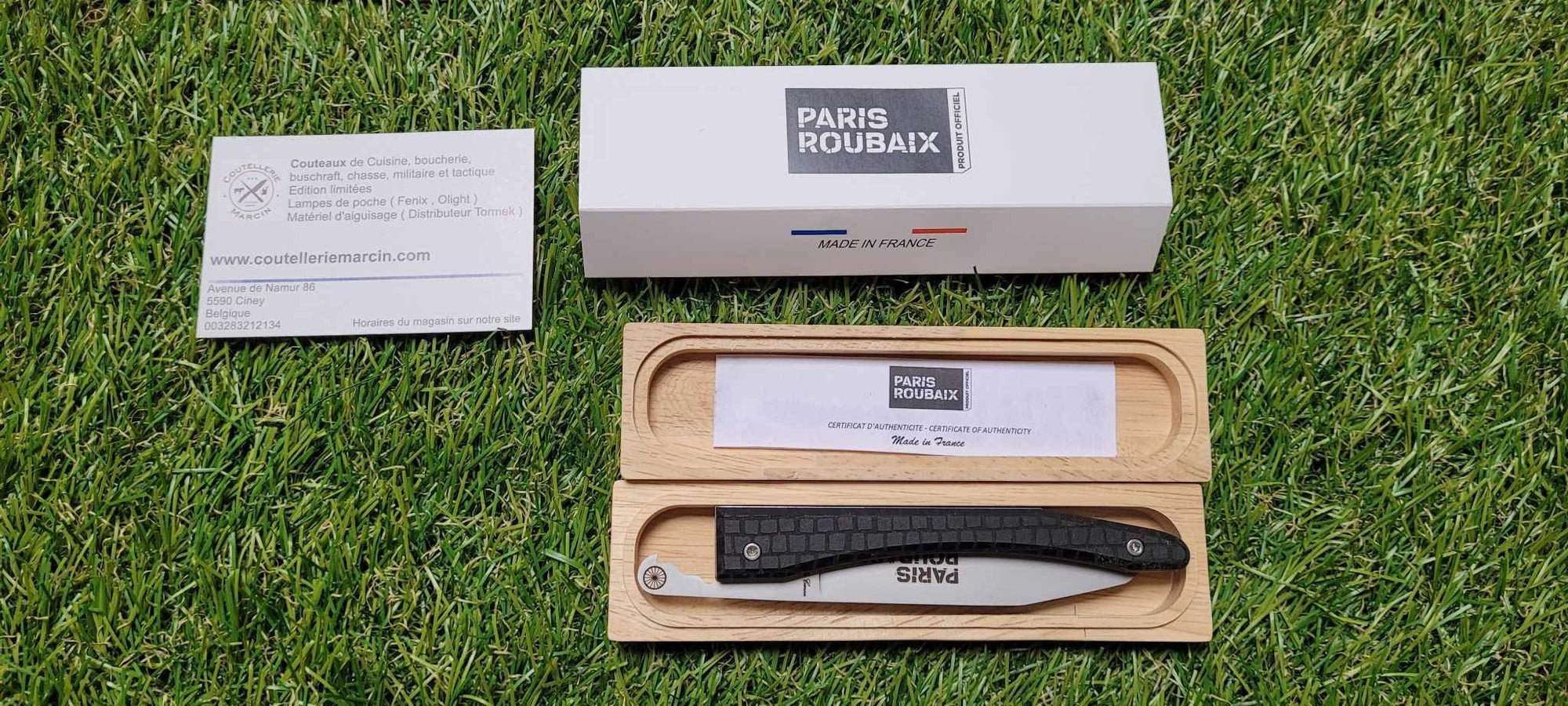 Charles Canon Couteau Paris Roubaix gravure effet pavé - 