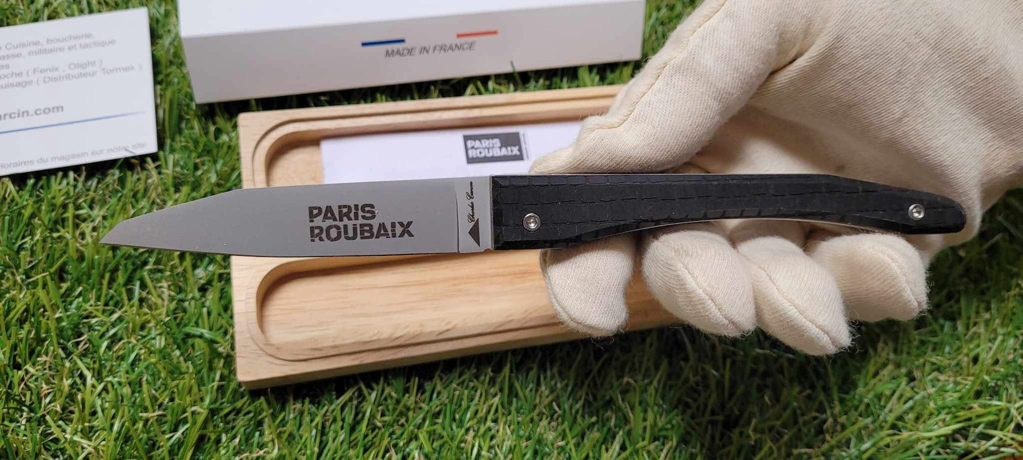 Charles Canon Couteau Paris Roubaix gravure effet pavé - 