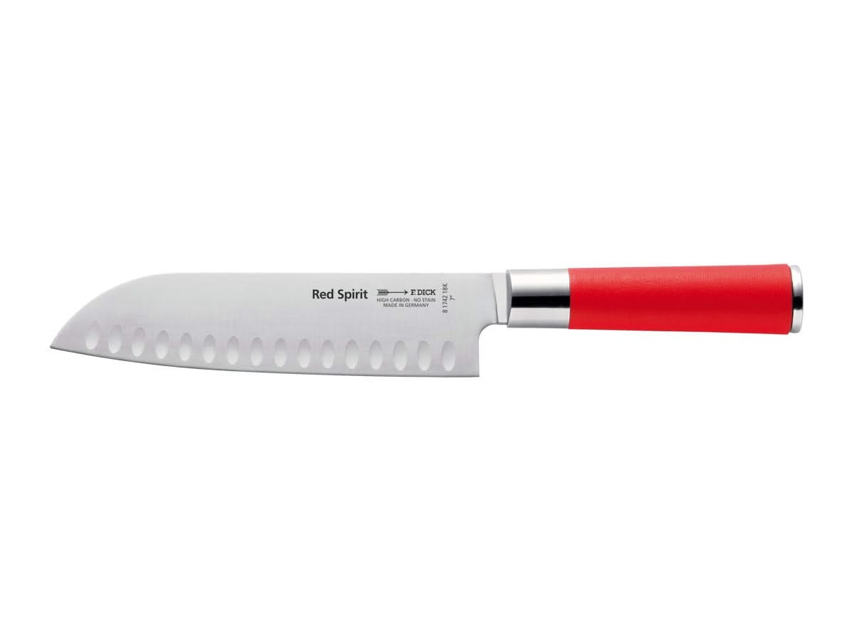 Santoku alvéolé F. DICK Red Spirit 8174218K, lame de 18 cm