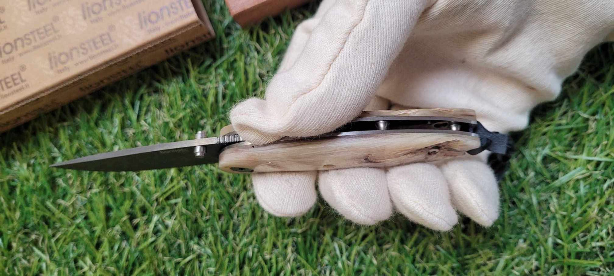 LionSteel 8210DMN Mini Corne de bélier Damas - 