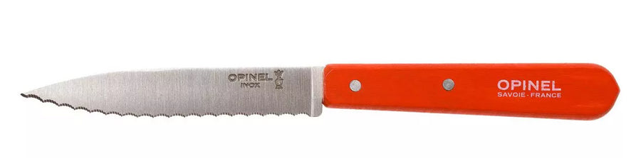 Opinel 113 Couteau à éplucher , lame crantée - couleur orange - 