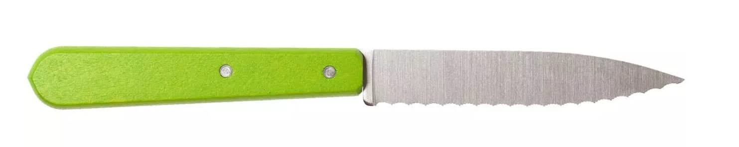 Opinel 113 couteau à éplucher , lame crantée - couleur vert - 
