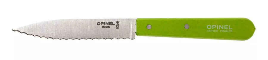Opinel 113 couteau à éplucher , lame crantée - couleur vert - 