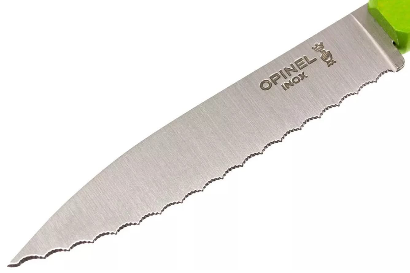 Opinel 113 couteau à éplucher , lame crantée - couleur vert - 