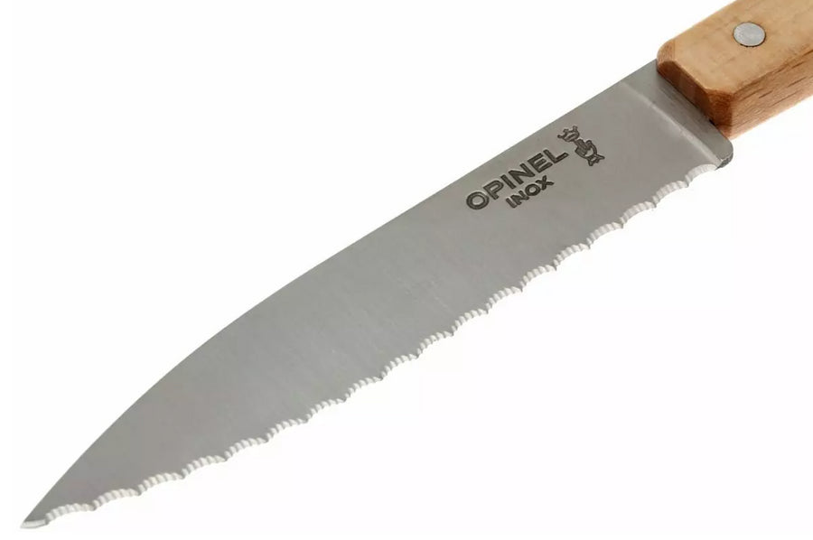 Opinel 113 couteau à éplucher , lame crantée - bois naturel - 