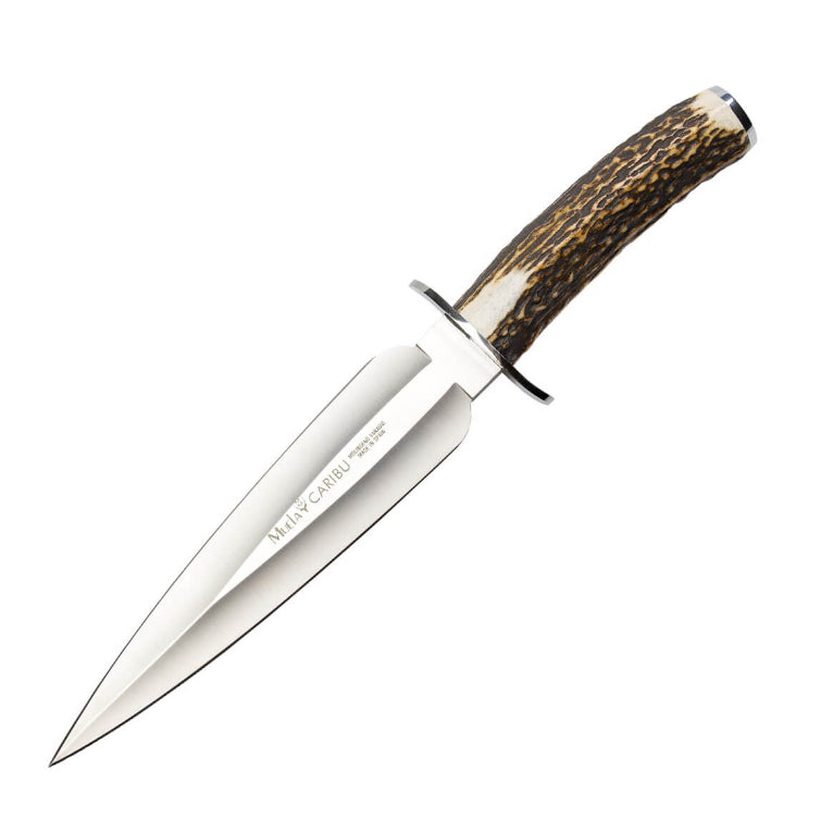 Muela Caribu.A Couteau de chasse avec manche en bois de cerf - 