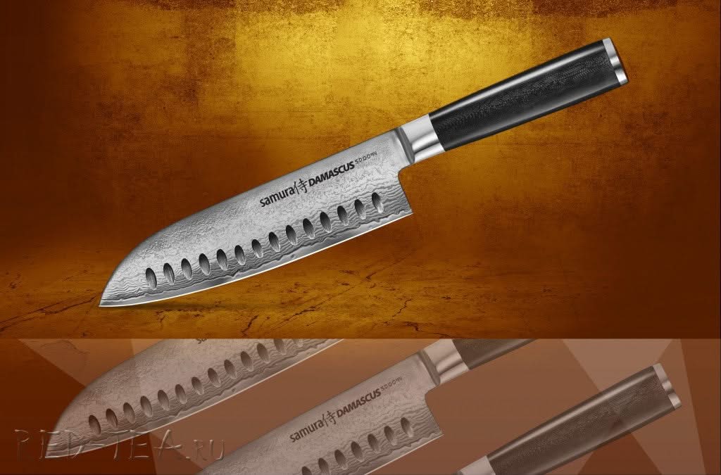 Samura SD‑0094 Damascus, santoku alvéolé à lame de 17,5 cm