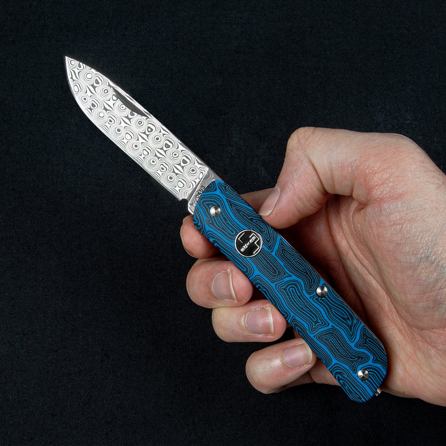 Böker 01BO559DAM couteau de poche Plus Tech Tool, Damascus Blade Blue Damast G10 -