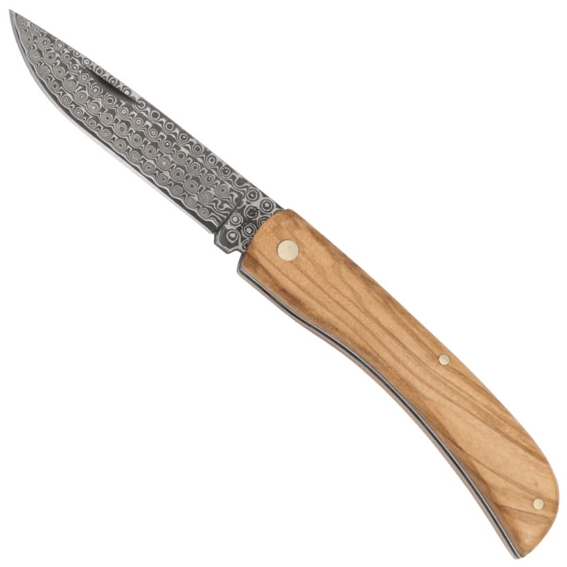 Haller 42987 Couteau de poche - acier damas - bois d'olivier - 