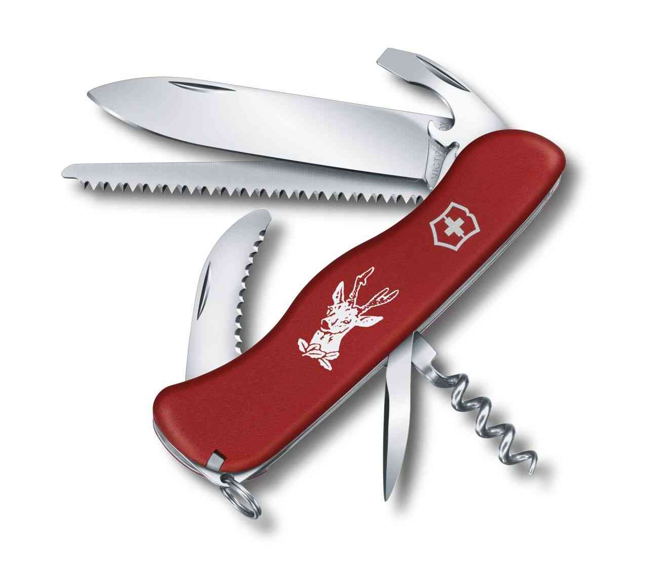Couteau de poche rouge Victorinox Hunter 0.8573, 12 fonctions