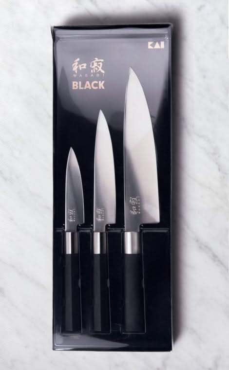 Kai 67S300P Wasabi Black Coffret 3 Couteaux : Office , universel et chef - 
