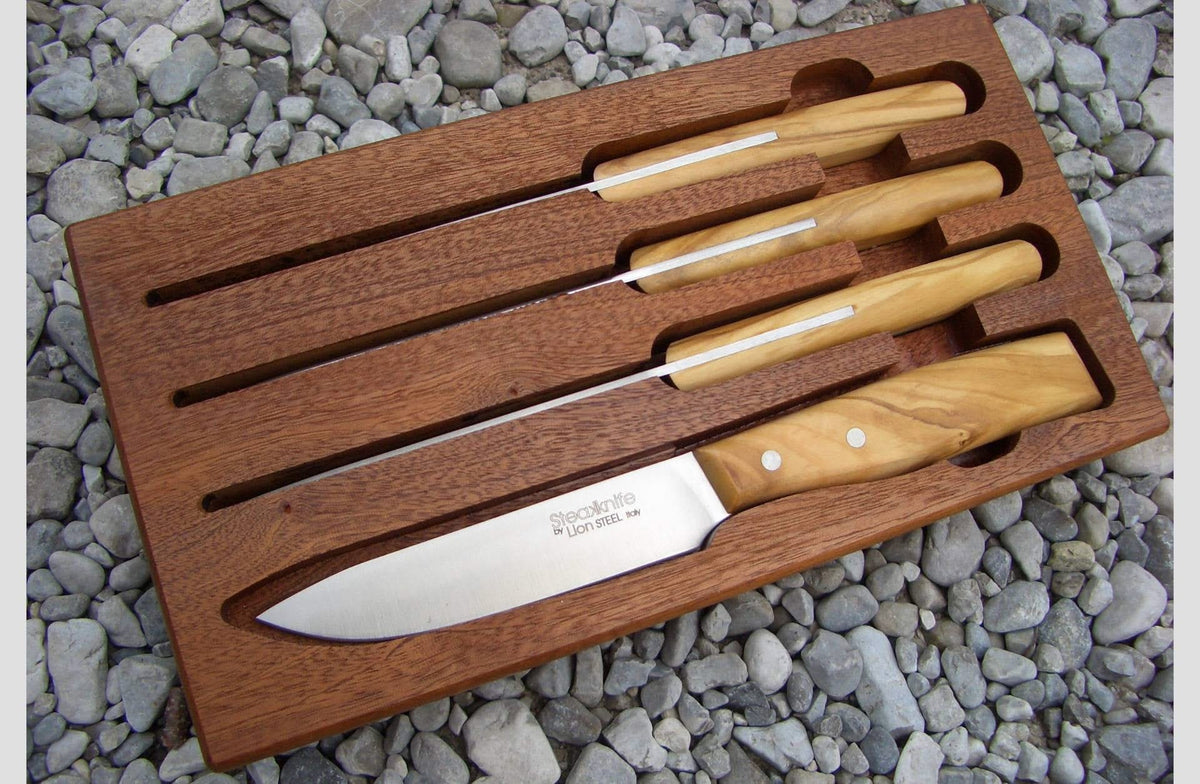 LionSteel 9001S UL – coffret de 4 couteaux à steak en olivier