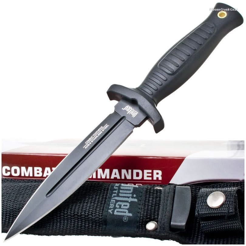 United Cutlery UC2657, couteau de botte noir avec harnais d’épaule